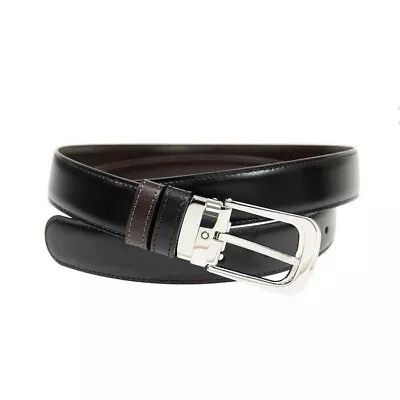 Montblanc 106603 Horseshoe Buckle Reversible Leather Belt - Black/Brown • $189.99