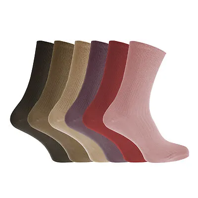 Healthy Womens/Ladies Easy-slide 100% Cotton Socks (6 Pairs) W488 • £9.08