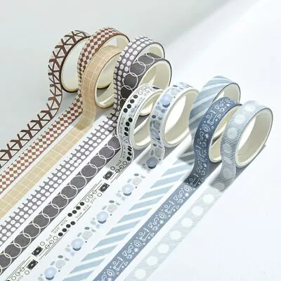 5Pcs/set DIY Notebook Washi Tape Set Simple Grids Series Scrapbook Masking • £3.35