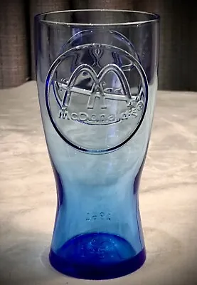Vintage Collectible McDonald's Glass Cup Drink 6.5” Tall 1961 Cobalt Blue • $9.92