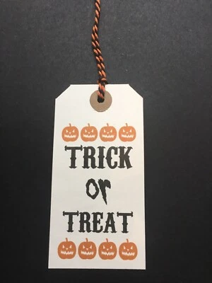 £2.45 • Buy 10 Large Cute Kraft White Pumpkin Trick Or Treat Halloween Gift Tag Labels