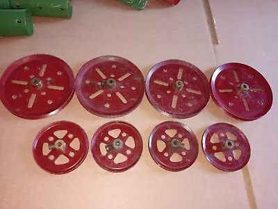 8 X Pcs(4 Each #19b/20a)pre War Dark Red Meccano Stamped Pulley Wheel(3 /2 ) Vgc • £4