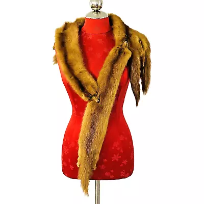 Vintage Fur Collar Scarf Wrap Stole Full Pelts Classic Mid Century Old Hollywood • $29.99