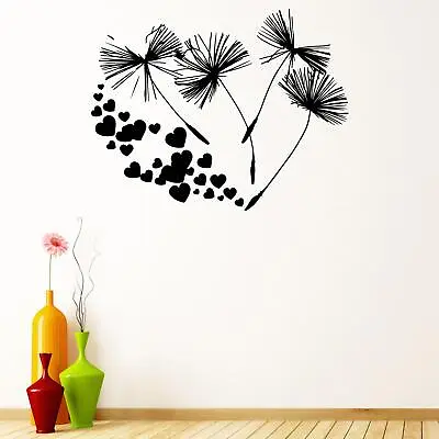 Dandelions & Hearts Wall Sticker Decal Home Nature Love Bedroom Kitchen Décor • £13.97