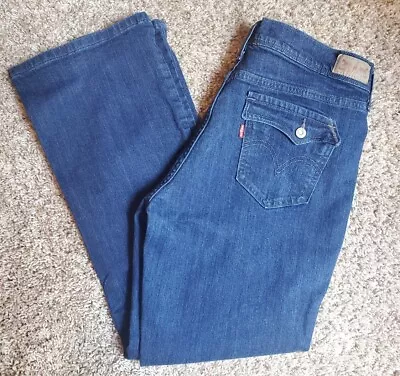 Levi's Womens 515 Boot Cut Jeans Blue Stretch Mid Rise Pockets Dark Denim 12S • $19.25