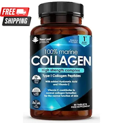 Hydrolised Marine Collagen Tablets 1500mg Type 1 Pure Max Strength Skin Hair • £13.89