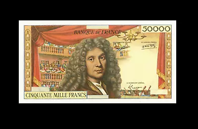 Reproduction Rare Banque De France 50000 Francs 1958 Specimen Banknote Antique • £11.99