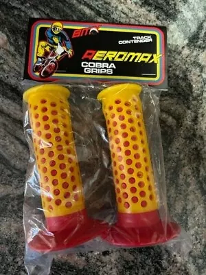 ! Old School Cobra F1 Bmx Bike Grips Red Yellow Fuan Shape Vintage Oakley Decal • $65