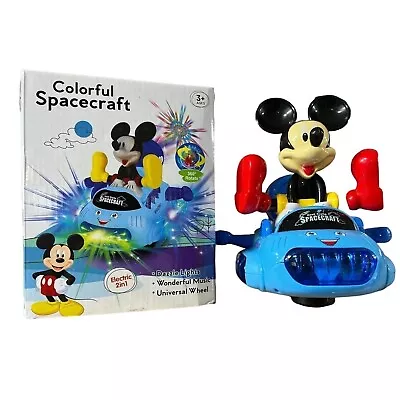 Mouse Spacecraft Car Bump & Go Mickey Toy Led Disco Led Lights Music Kids Gift • £12.99