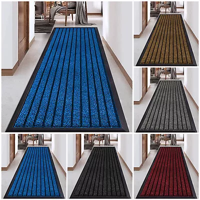 Non-Slip Long Hallway Rubber Runner Indoor Outdoor Waterproof Rug Door Floor Mat • £7.03