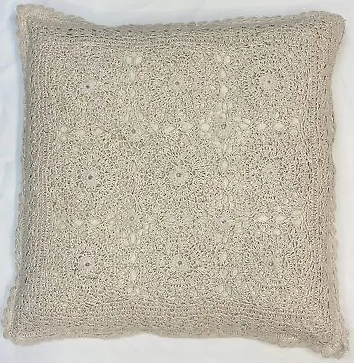 Set Of 2 Luxury Cotton Macrame Crochet Cream Lace 18  Cushion Covers £14.99 • £14.99