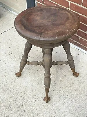 $84 • Buy Antique Piano Stool W/ Ball & Claw Feet ~ Aged, Worn, Authentic Old, RePurpose!