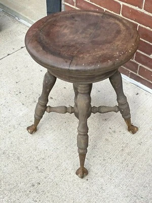$84 • Buy Antique Piano Stool W/ Ball & Claw Feet ~ Aged, Worn, Authentic Old, RePurpose!