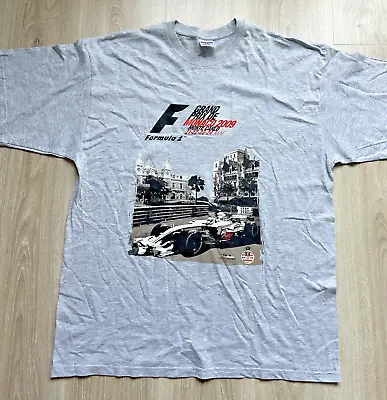 Grand Prix Formula 1 Monaco 2009 T-Shirt Size XL Jerzees Grey Racing Cars • £19.99