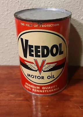 Vintage 1940's 50's Veedol V Wing 1 Quart Oil Can  • $110