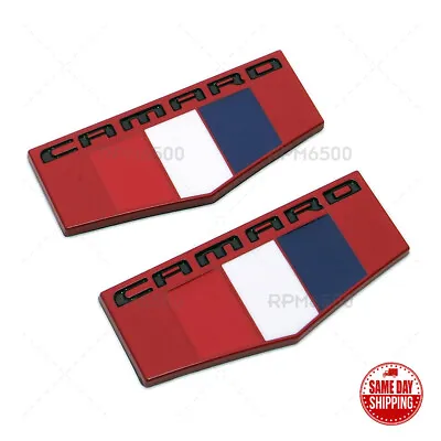 2x For Chevy CAMARO Logo Side Fender Marker Emblem 3D Sport Badge RS SS ZL1 Red • $13.49