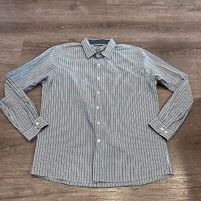 Van Heusen Shirt Mens Xl Blue Check Slim Fit Studio Long Sleeve Casual Preppy • $8