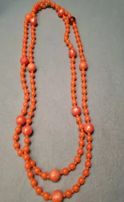 56  Vintage Orange Beaded Necklace Large Faceted Beads  • $12.95