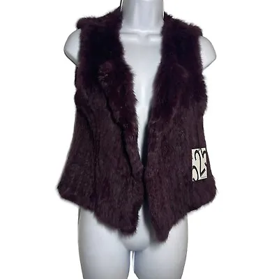 525 America Women’s Size XS 100% Natural Rabbit Fur Sleeveless Jacket Vest NWT • $99