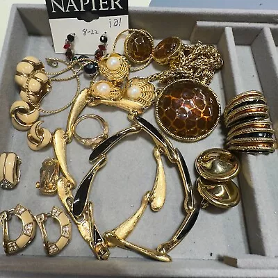 Vintage Jewelry Lot Clip On Earrings Monet Necklace Avon 12 Piece 90s • $65