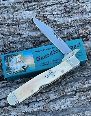 GERMAN CREEK *c GUARDIAN ANGEL SWINGUARD CHEETAH SMOOTH WHITE KNIFE KNIVES • $26