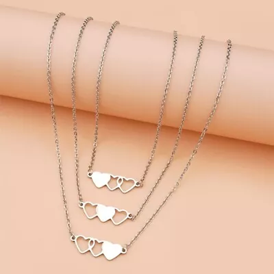 3 Pieces Heart-shaped Short Necklaces Best Friend Necklace Sister Necklace • $15.46