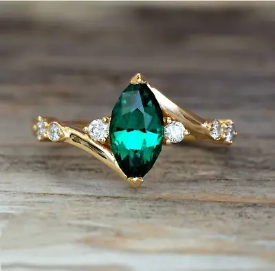 3.15 CT Green Tsavorite Garnet Ring Pear Cut Stone Handmade Ring Wedding Gift • $265