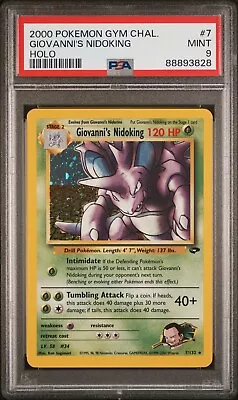 PSA 9 Mint Giovanni's Nidoking 7/132 Pokemon TCG Holo Rare Gym Challenge 2000 #7 • $69.99