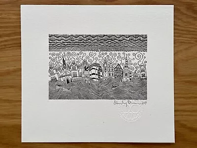 STANLEY DONWOOD 'Fleet Street Apocalypse' *Signed* Small Linocut ART Print • £81