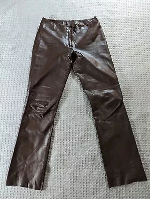 $33.99 • Buy VS2 By Vakko Pants Womens 4 Brown Lambskin Leather Lined Straight Leg Soft
