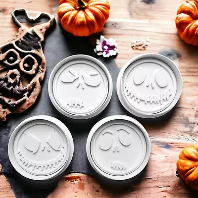 4 X Halloween Skellington Cookie Cutters Embosser Set - VARIOUS SIZES • £4.94