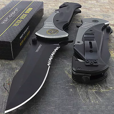 10.5  SHERIFF LARGE SPRING ASSISTED TACTICAL FOLDING POCKET KNIFE Blade Open  • $13.95