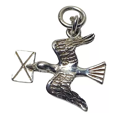 VINTAGE SILVER PIGEON CARRIER MESSENGER CHARM FOR BRACELET OR NECKLACE 2cms (R3) • £16.29