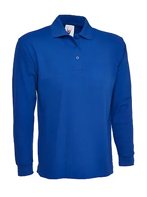 Mens Polo Shirt Classic Premium Long Sleeve - PLAIN UNIFORM GOLF CASUAL SHIRTS • £14.99