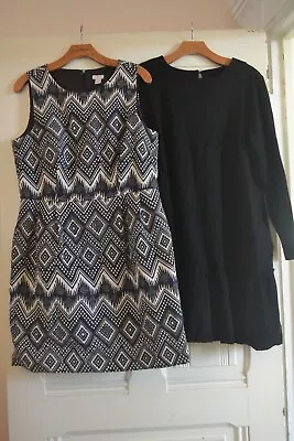 Lot Of 2 Patterned A Line Dresses By Banana Republic J Crew ~ 14/16 • $9.99