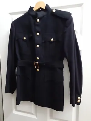 Vintage 1958 British Royal Army Service Corps Black Wool Tunic & Belt Plus Cap • £25