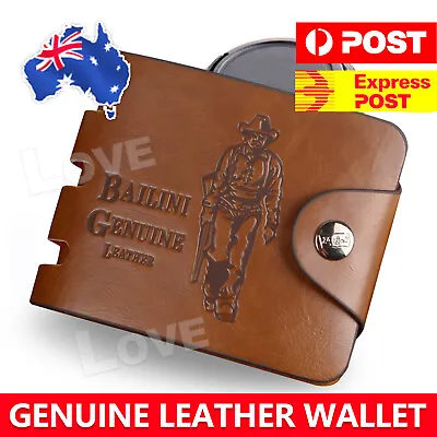 $8.85 • Buy OZ Genuine Leather Cowhide Mens Wallet Brown Business Credit Card Holder Stylish