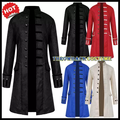 Men's Steampunk Tailcoat Jacket Medieval Gothic Victorian Coat Halloween Costume • $42.99