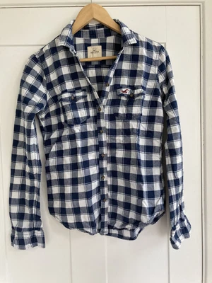 £7.99 • Buy Hollister Womens Blue Check Shirt Cotton Long Sleeve Button Up Size S
