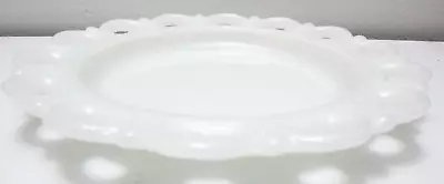 Anchor Hocking Glass Plate Old Colony Open Lace Edge White Milk Glass 8 1/4  D • $16.99