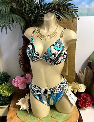 $44.99 • Buy Nwt-designer Tara Grinna 2 Pc High Waist Swimsuit Metallic Accents-sz 6-32 B/c