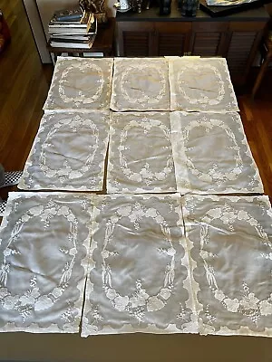 Madeira Portugal White Linen Placemat Set Service For 10 Plus 2 Extra Napkins • $125