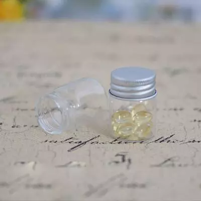 Vials Small Glass Bottles Mini Jars With Aluminum Screw Storage Top Lids P7E2 • $1.33