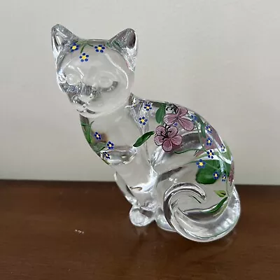 Lenox Painted Crystal Cat Glass Figurine Handpainted Made In Germany 6 Inches • $28