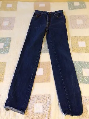 Vintage Girls Jordache Jeans Hi-rise Un-hemmed Sz 12/28 Usa Blue Denim 26”waist • $36