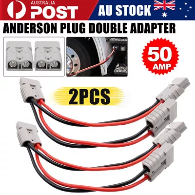 2pcs 50 Amp Anderson Plug Connector Double Y Adaptor 1 To 2 6mm Automotive Cable • $18.91