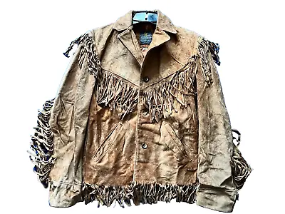 Vintage 60's Cooper Western Native American Fringe Hippie Boho Jacket 38 • $75