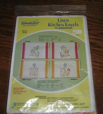 Vtg  Stamped Linen Kitchen Towels (Two) Wonder Art To Embroider Pig Chicken • $16.57