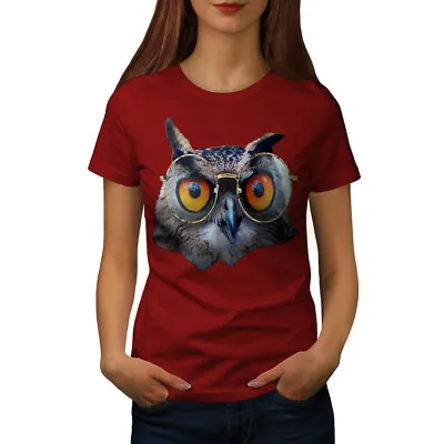 Wellcoda Owl Glasses Hippie Womens T-shirt Bird Casual Design Printed Tee • £17.99