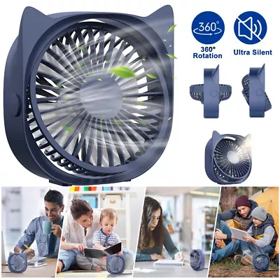 $18.96 • Buy Portable USB Desk Fan Noiseless Desktop Table Cooling Fan 360° Quiet Fan Home AU